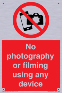 No photography or filming using any device